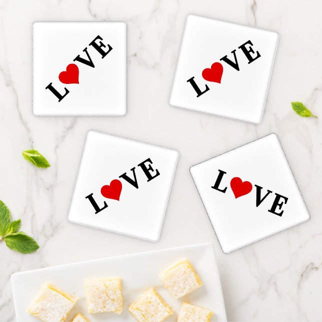LOVE Simple Minimalist Elegant Coaster Set (In Situ)
