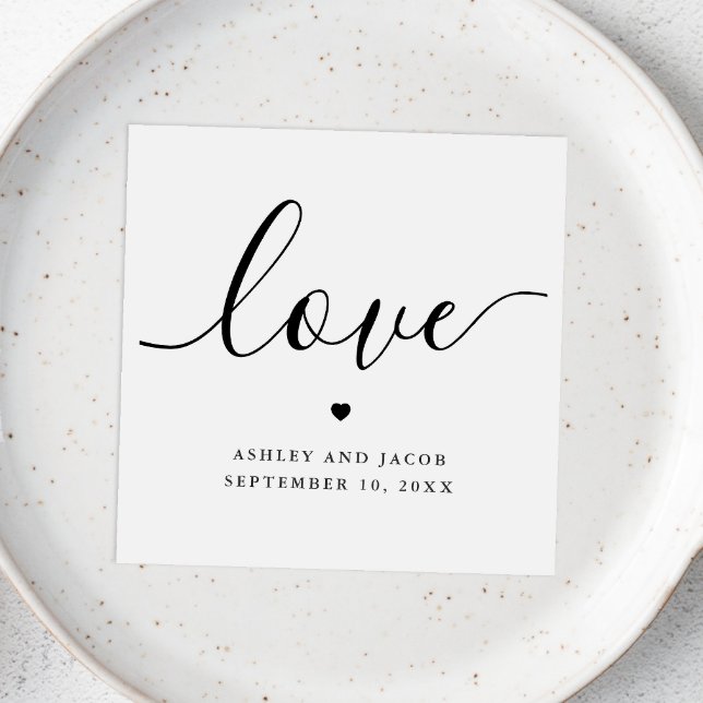 Love. Simple minimalist typography script wedding Napkins (Creator Uploaded)
