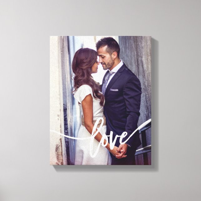 Love | Simple Modern Typography with your Photo Canvas Print (Front)