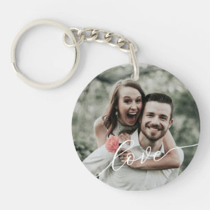 Love Simple Script Photo Keychain