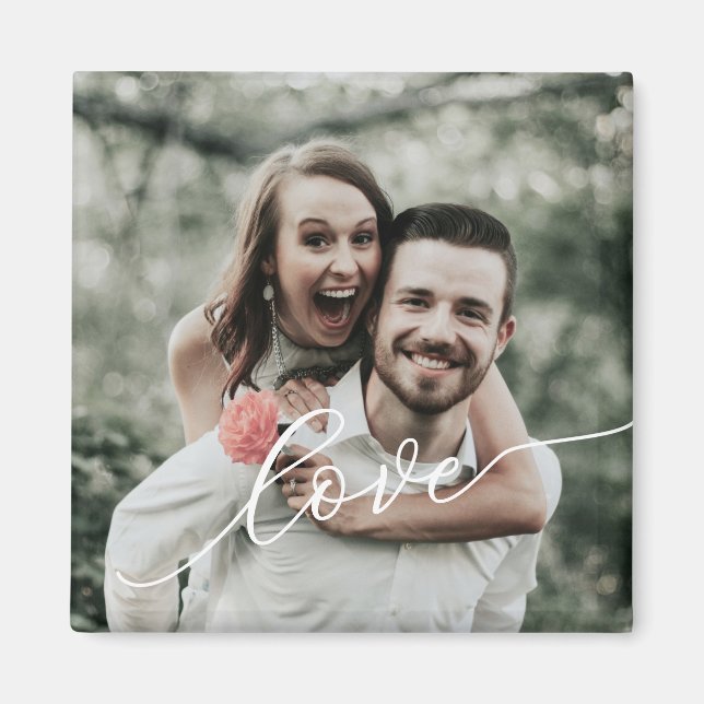 Love Simple Script Photo Magnet (Front)