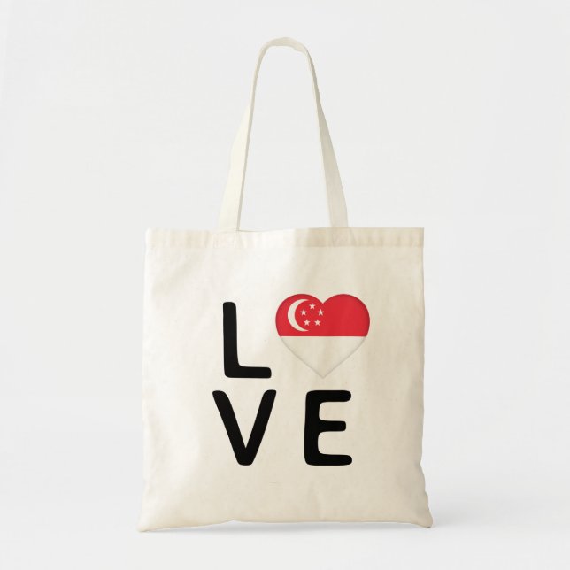Love - Singapore Flag Tote Bag (Front)