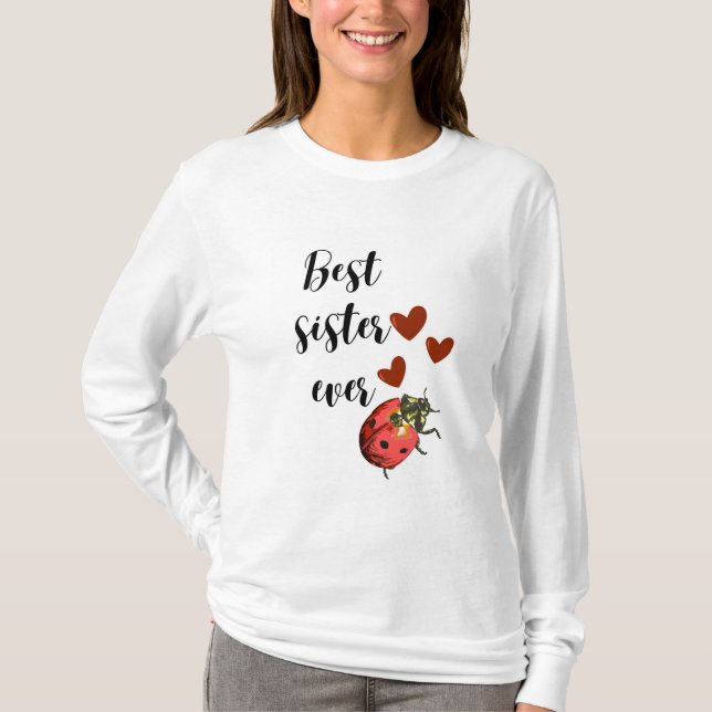 Love Sister Ladybug T-Shirt – Cute Heart Design (Front)