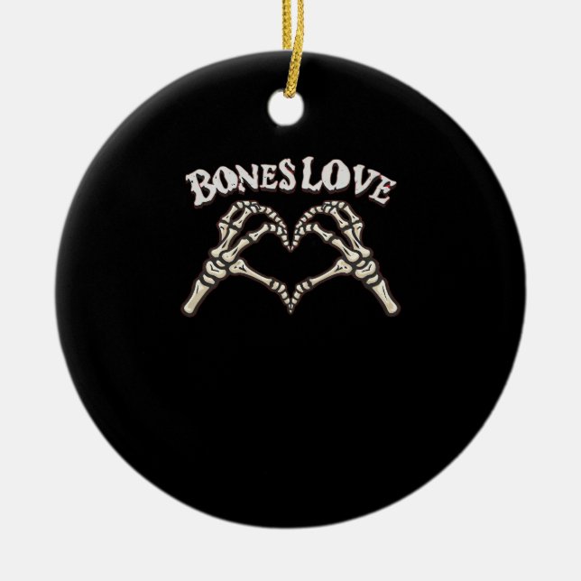 Love Skeleton Hand Classic Look Ceramic Ornament (Front)