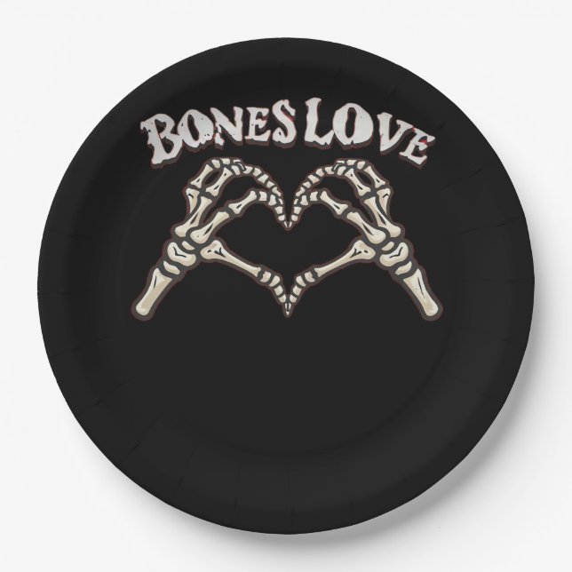 Love Skeleton Hand Classic Look Paper Plates (Front)