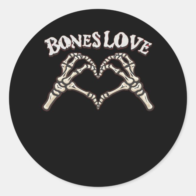 Love Skeleton Hand Classic Look Round Sticker (Front)