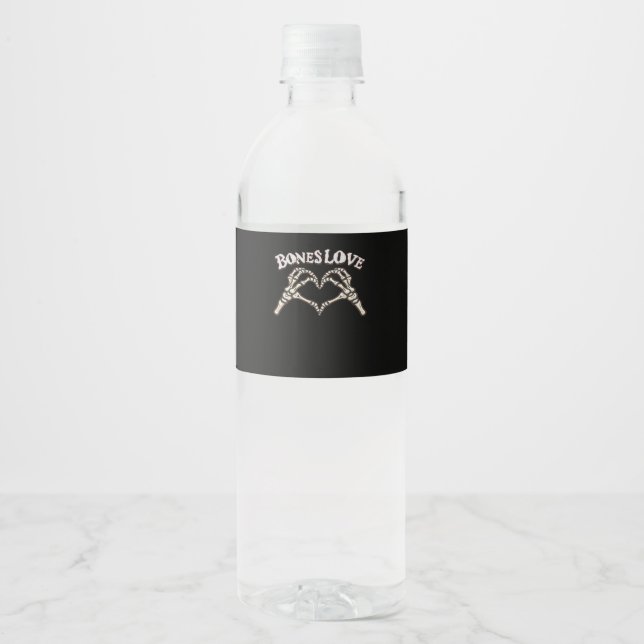 Love Skeleton Hand Classic Look Water Bottle Label (Front)