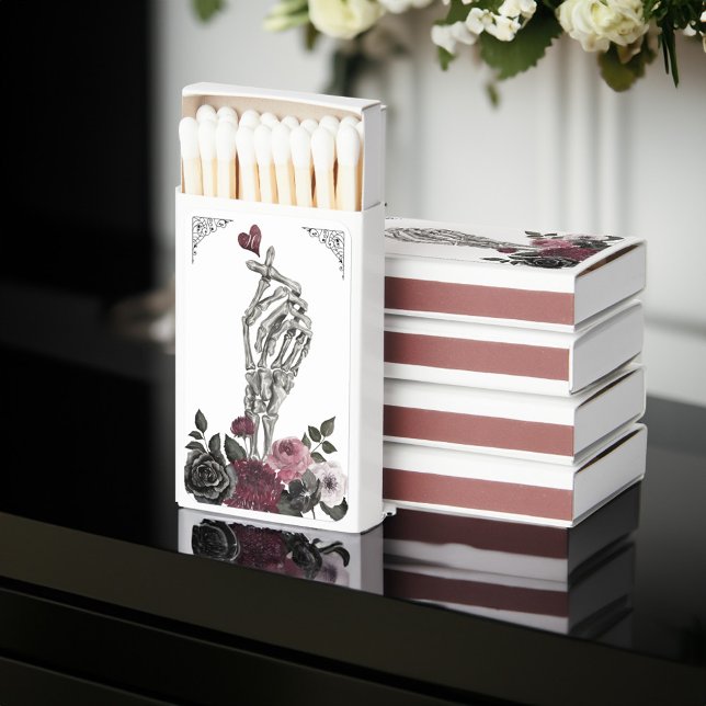 Love Skeleton Hand Gesture Wedding Monogram Matchboxes (Love Skeleton Hand Gesture Wedding Monogram Matchboxes)