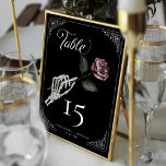 Love Skeleton Hand Rose Halloween Gothic Wedding Table Number<br><div class="desc">Nothing screams "I do!" like a Halloween-inspired gothic wedding. Get ready for a bone-chillingly beautiful celebration like no other with our 'Til Death Do Us Part' skeleton & floral Halloween gothic theme wedding table numbers. Our beautiful gothic wedding table numbers feature our hand-painted watercolor skeleton rose hand. Our beautiful watercolor...</div>