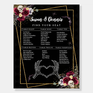 Love Skull Six Table Gothic Wedding Seating Chart Foam Board