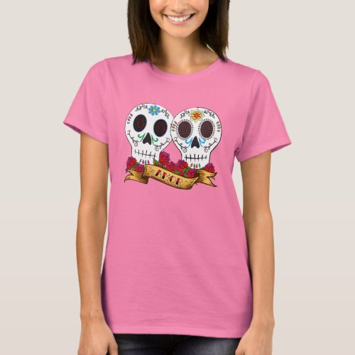 Love Skulls Amor Ladies T_Shirt