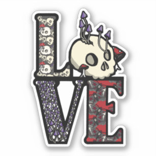 Love Skulls & Mushrooms Sticker