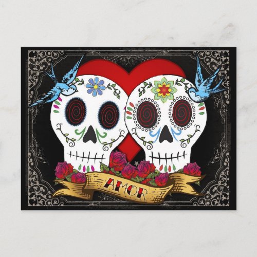 Love Skulls Save the Date Postcard