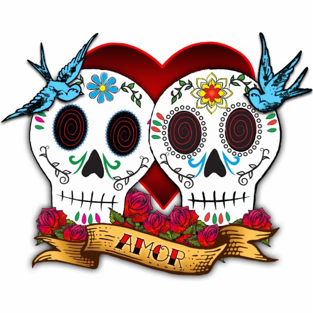 Love Skulls Sculpture/Cake Topper Cutout (Front)