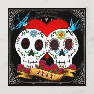 Love Skulls Square Invitation