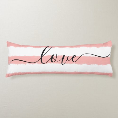 Love Sleep Blue White Striped Watercolor     Body Pillow