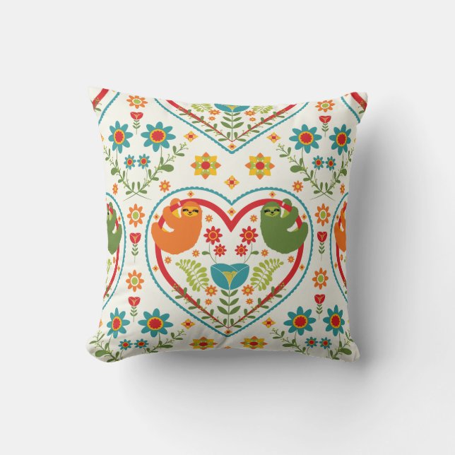 Love Sloth Brightfolk Throw Pillow (Front)