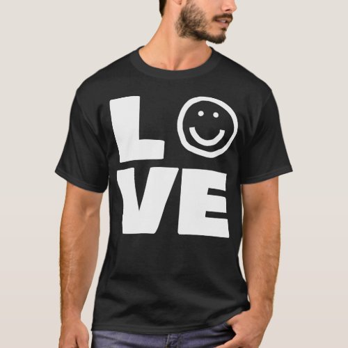 Love Smiley Face Typography T_Shirt