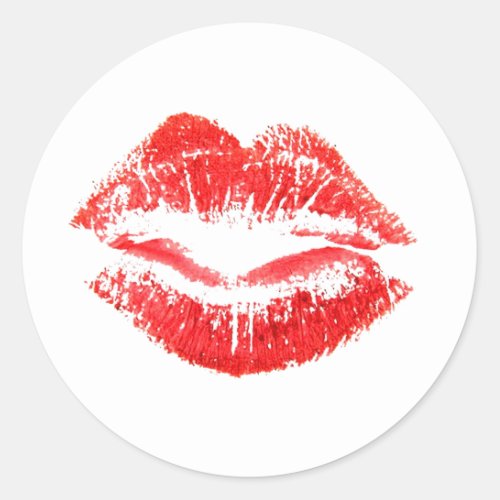 Love Smooches Kisses Lips Classic Round Sticker