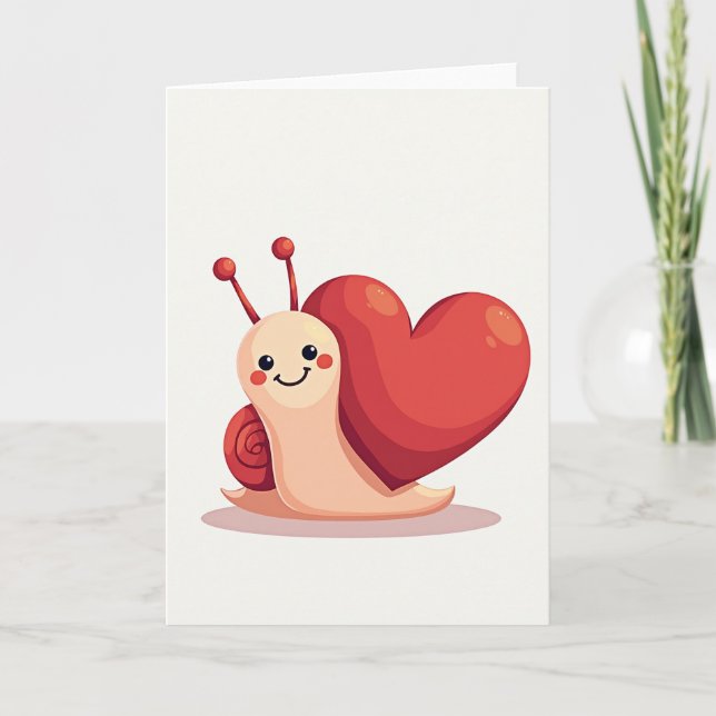 Love Snail Heart Valentines Card (Front)