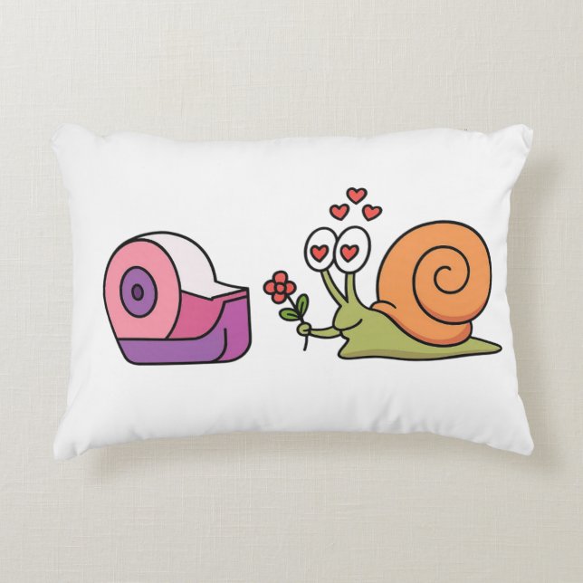 Love Snail & Tape – Cute Funny Sticker Accent Pillow (Front)