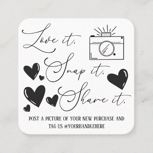Love Snap Share Camera Hearts Script Etsy Business Square Business Card