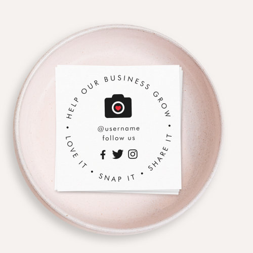 Love Snap Share | Help our Business Grow Logo Square Business Card