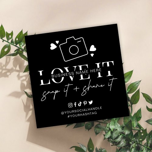 Love Snap Share Social Media Minimalist Font Logo  Square Business Card