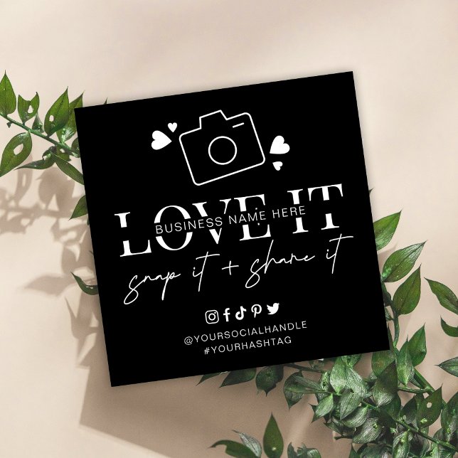 Love Snap Share Social Media Minimalist Font Logo  Square Business Card (Creator Uploaded)