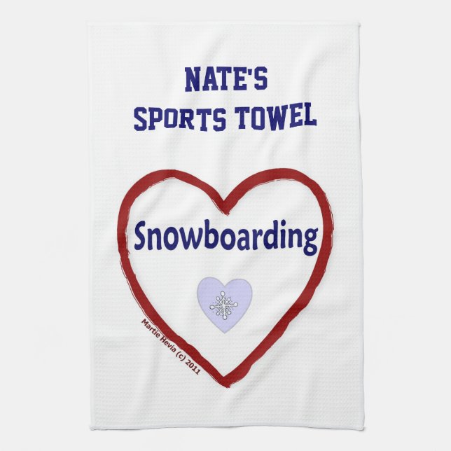 Love Snowboarding - Sports Towel (Personalize) (Vertical)