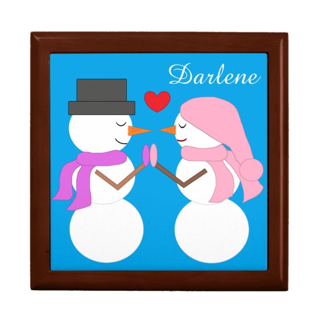 Love & Snowpeople:  Blue-green Gift Box (Front)