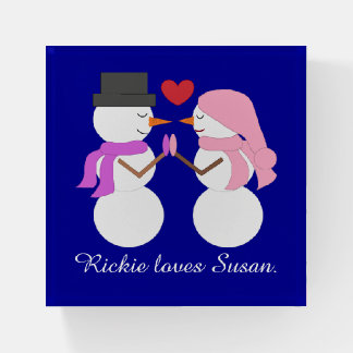 Love & Snowpeople: Dark Blue Paperweight