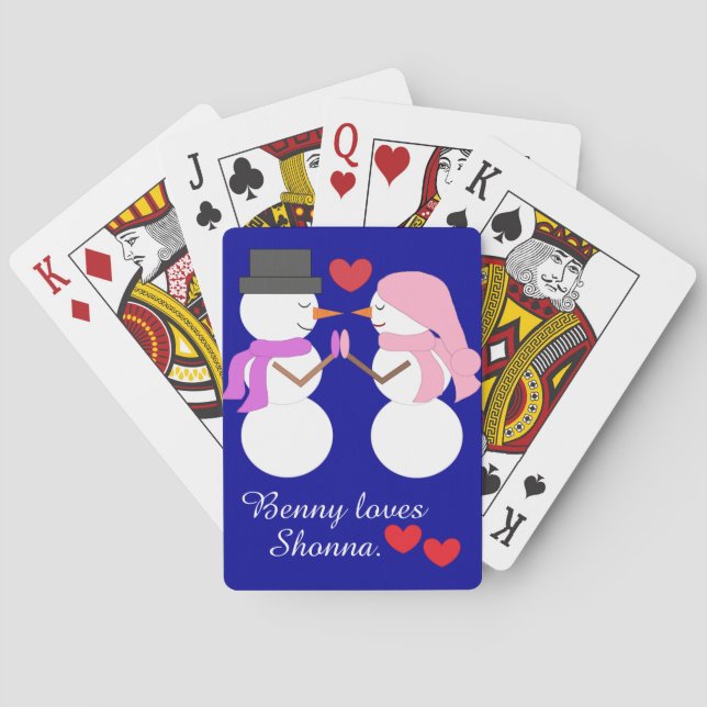 Love & Snowpeople:  Dark Blue Poker Cards (Back)