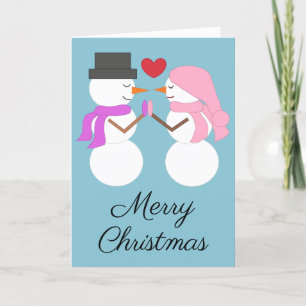 Love & Snowpeople: Light Blue Blank Holiday Card