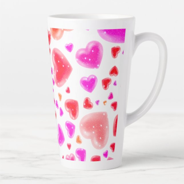 Love, so many hearts, White Latte Mug (Right)