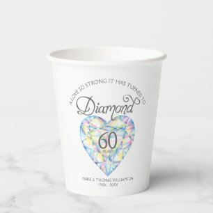 Love so strong 60th diamond anniversary paper cups