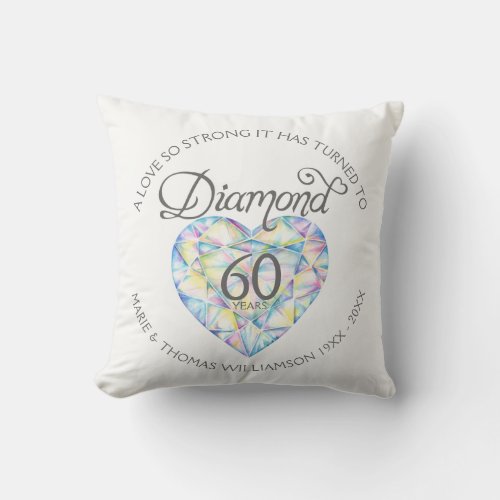 Love so strong 60th diamond anniversary photo throw pillow