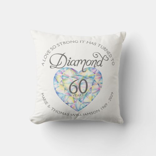 Love so strong 60th diamond anniversary pillow