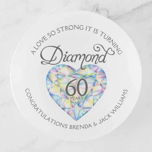 Love so strong 60th diamond anniversary watercolor trinket tray