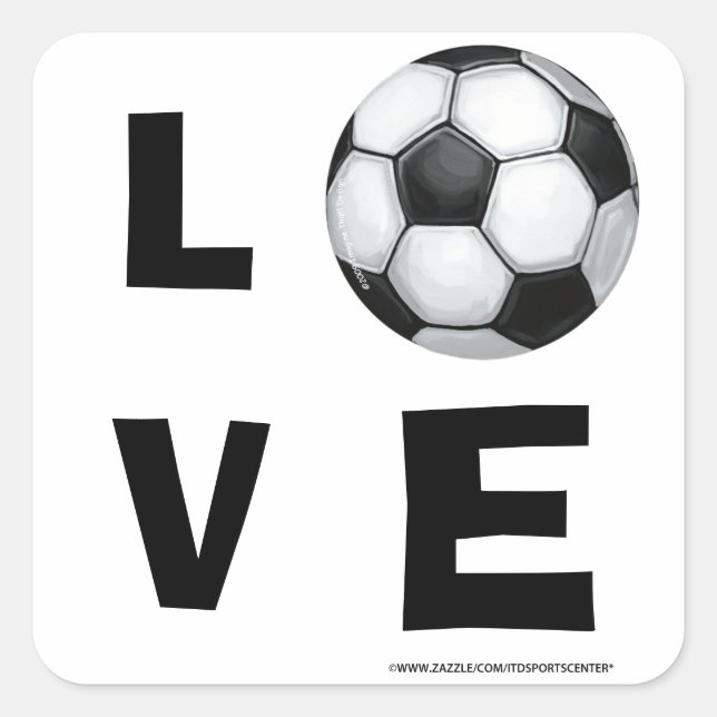 LOVE Soccer Ball Square Sticker (Front)