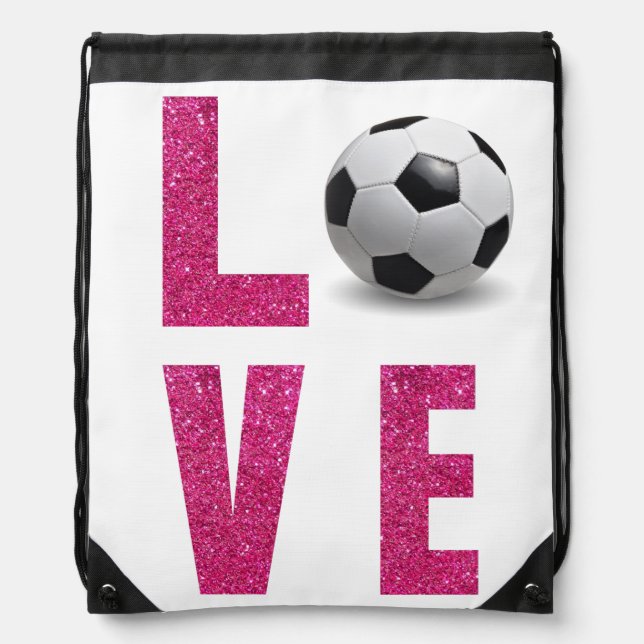 Love Soccer Drawstring Bag (Front)