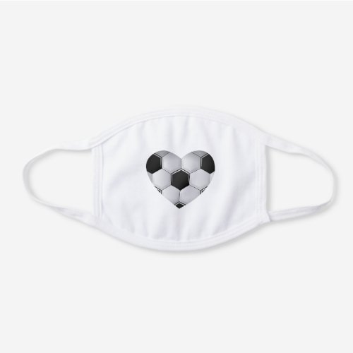 love soccer football heart sports athletic white cotton face mask