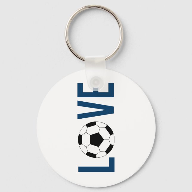Love Soccer Key-chain  (blue) Keychain (Front)