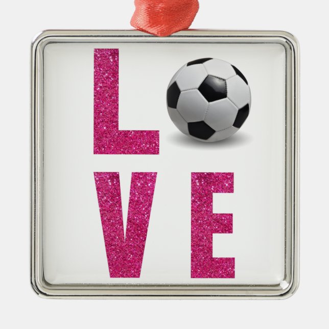 Love Soccer Metal Ornament (Front)