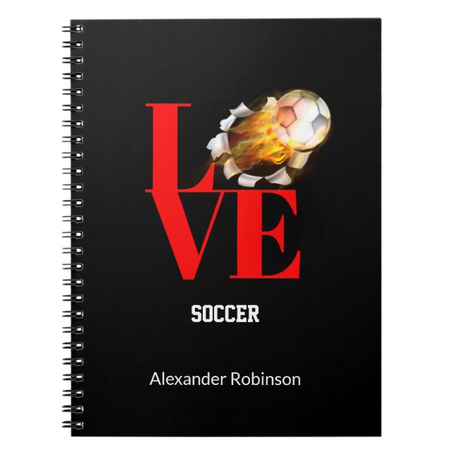Love Soccer Personalized Sports  Notebook (Front)