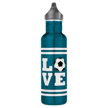 Love Soccer Player Or Coach Custom Color Sports Stainless Steel Water Bottle by SoccerMomsDepot at Zazzle