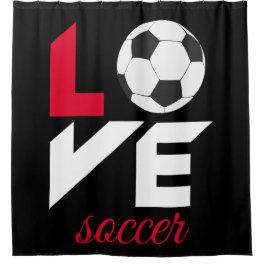 Love soccer shower curtain