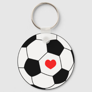 Love soccer - Sport ball with heart Keychain