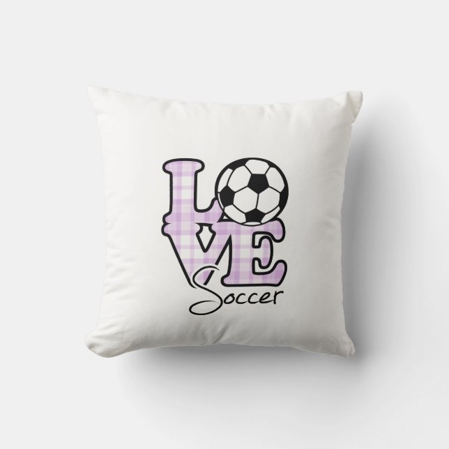 Love Soccer Throw Pillow (Front)