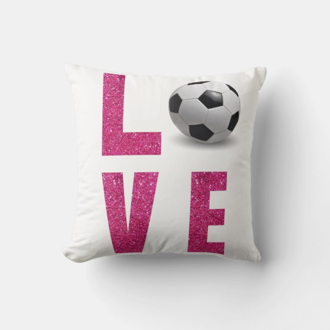 Love Soccer Throw Pillow (Front)